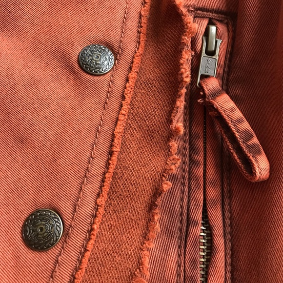 Free People Jacket Size-XS Draped Moto Orange EUC - Picture 7 of 8
